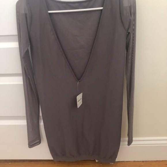 Free People Long Sleeve Bodycon Dress (grey) - Picture 2 of 3